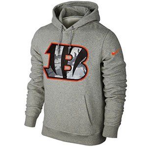 NWT Nike Cincinnati Bengals Urban Camo Logo Pop Pullover Fleece Hoodie GREY